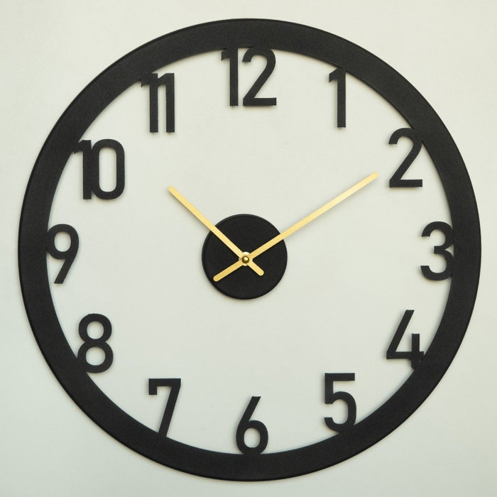 Wallity Reloj de Pared Decorativo Metal APS115, Negro y Dorado, 48 x 48 cm